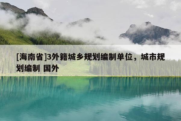 [海南省]3外籍城鄉(xiāng)規(guī)劃編制單位，城市規(guī)劃編制 國外